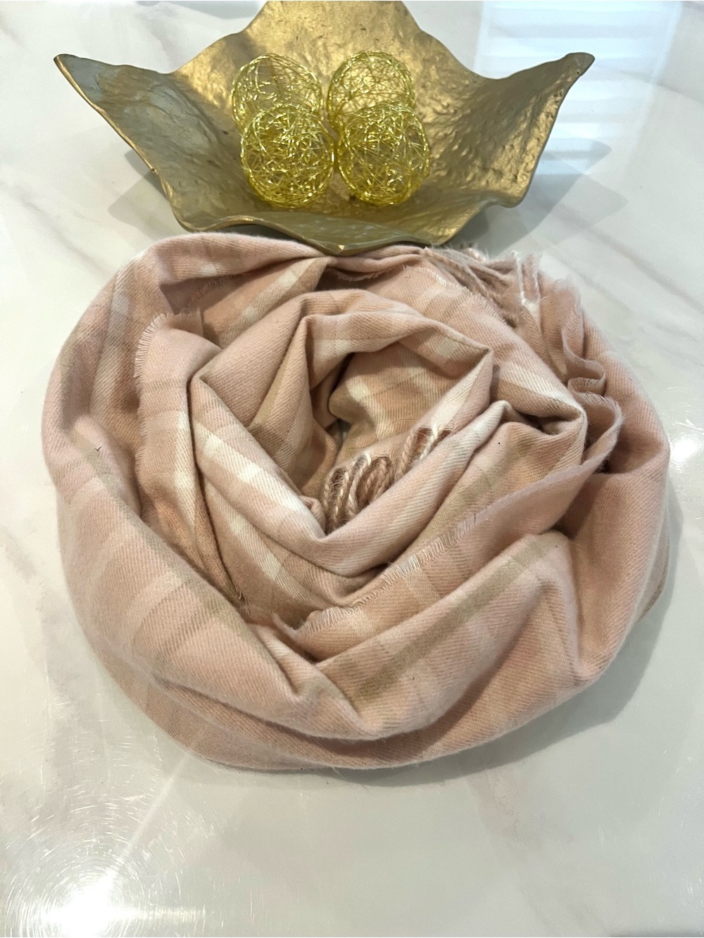 Steve Madden light plaid pink scarf 31” by 74”